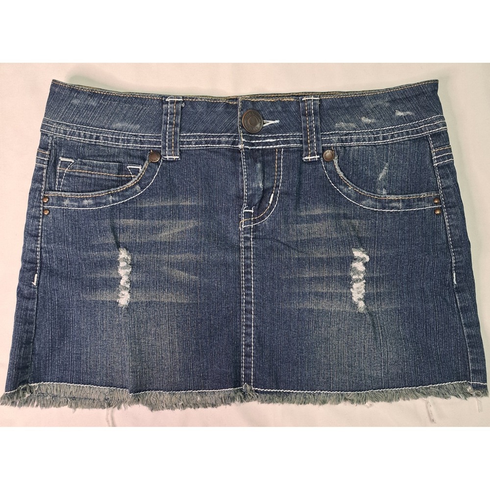 Hydraulic‎ Vtg y2k Denim Mini Skirt Sz 7/8 Twee Girlhoodcore 90's Preppy Grunge